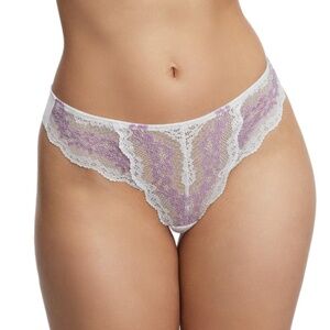 Skarlett Blue Impress Flora Lace Thong Women's Size XL White/Sweet Plum NWT